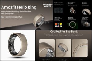 Amazfit Helio Smart Ring with 4-day battery, 10 ATM water resistance, and sleek titanium alloy design for fitness tracking